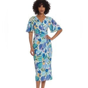 Maggy London Malina Floral Wrap Midi Dress - Size 2 - NWOT